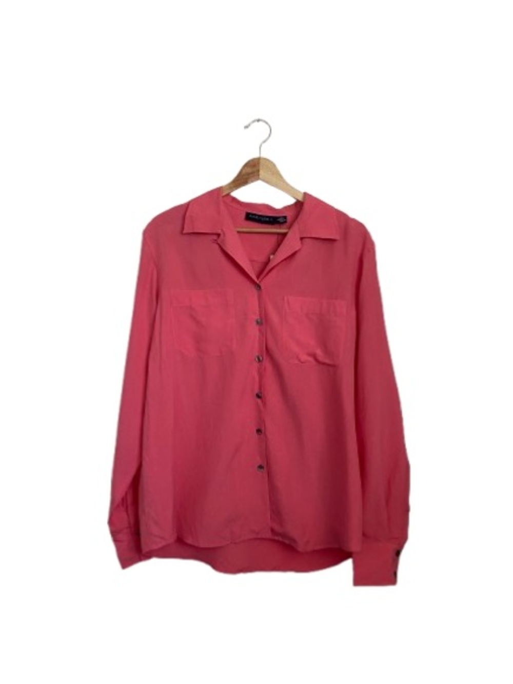 NWT Anne Klein II 100% Silk Coral Pink Button Front Blouse Size M